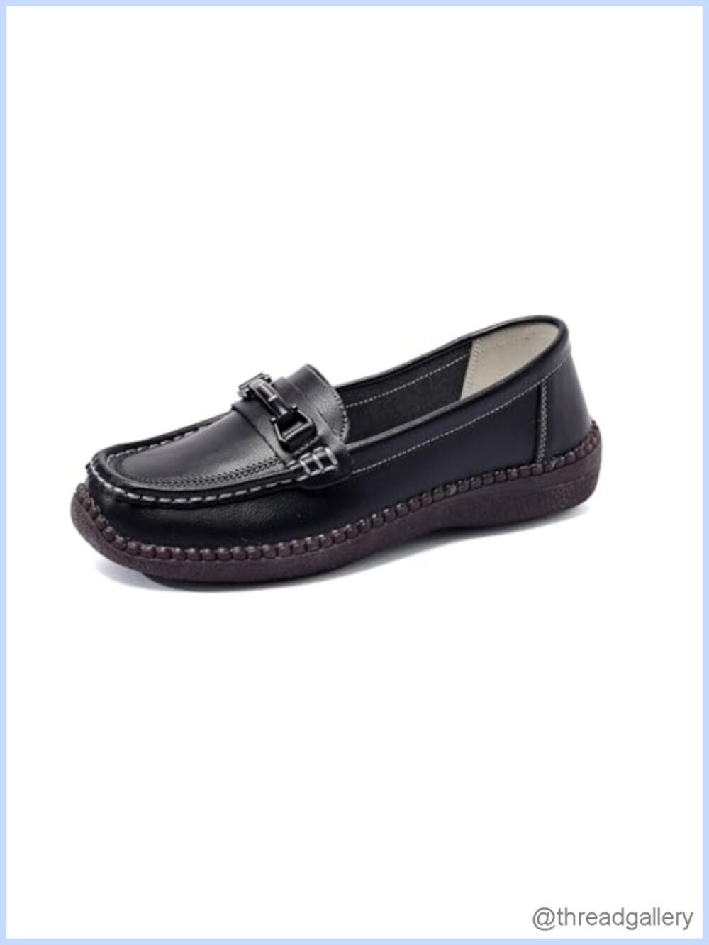 Metal Buckle Slip On Loafers Cushioned Non Slip Work Walking Flats